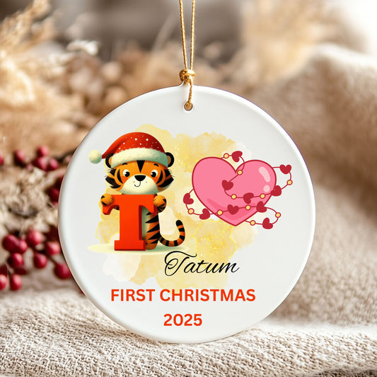 First Christmas Ceramic Ornament, Personalized Holiday Decor, Baby's First Christmas Gift, Family Keepsake, Unique Xmas Decoration, [...]