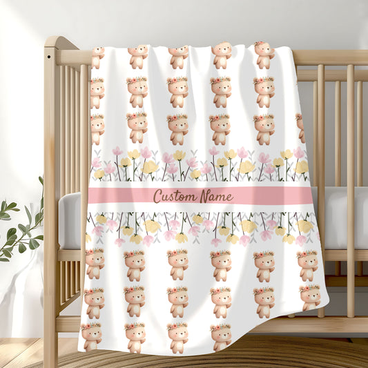 Personalized Velveteen Plush Blanket for Kids, Baby Shower Gift, Nursery Decor, Cozy Throw, Custom Name Blanket