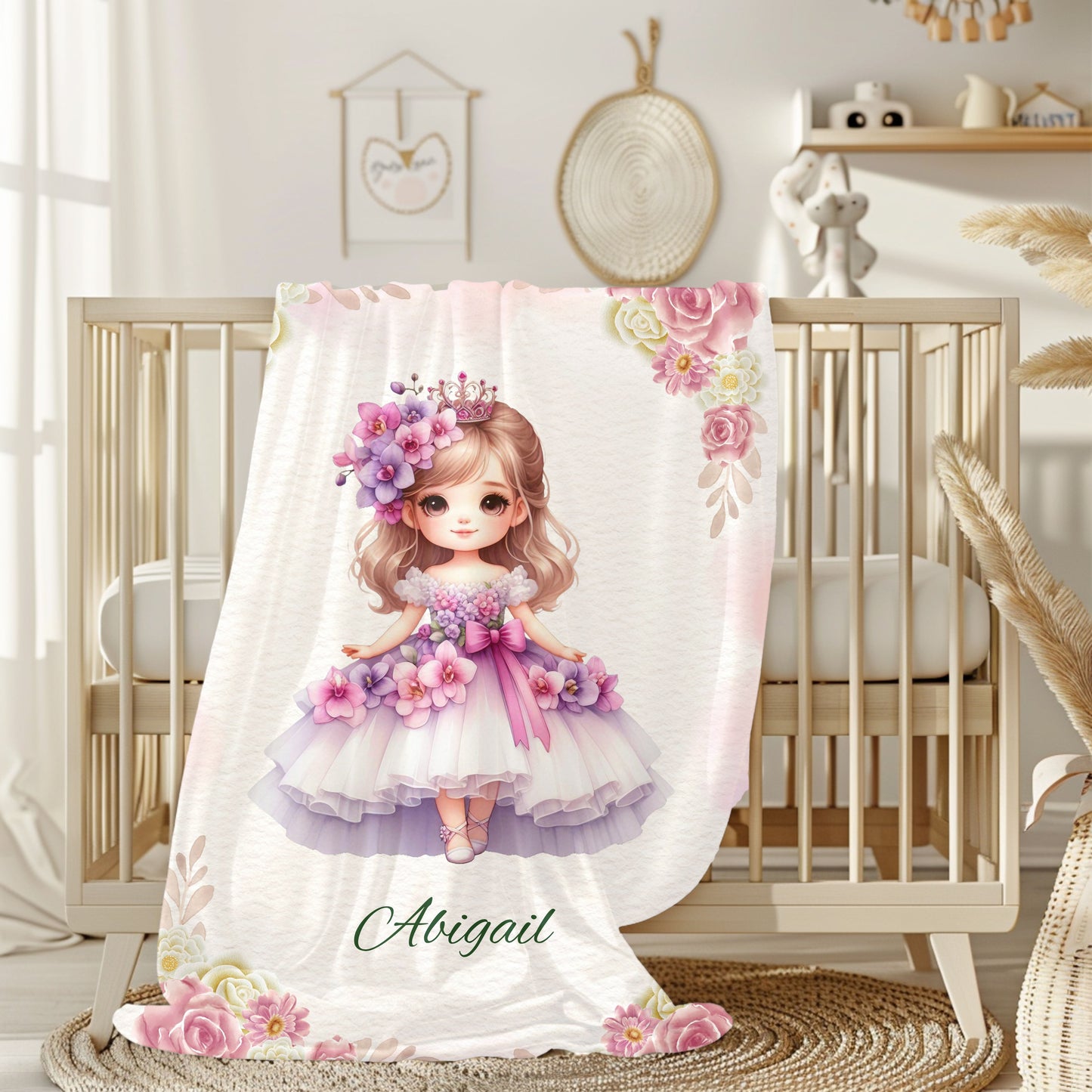 Personalized Velveteen Plush Blanket - Custom Flower Girl Gift, Kid's Blanket, Cozy Throw, Nursery Decor, Birthday Present