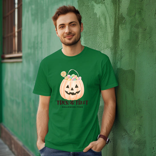 Halloween Trick or Treat T-Shirt, Unisex Graphic Tee, Fall Wardrobe Addition, Perfect for Halloween Parties, Spooky Season Wear