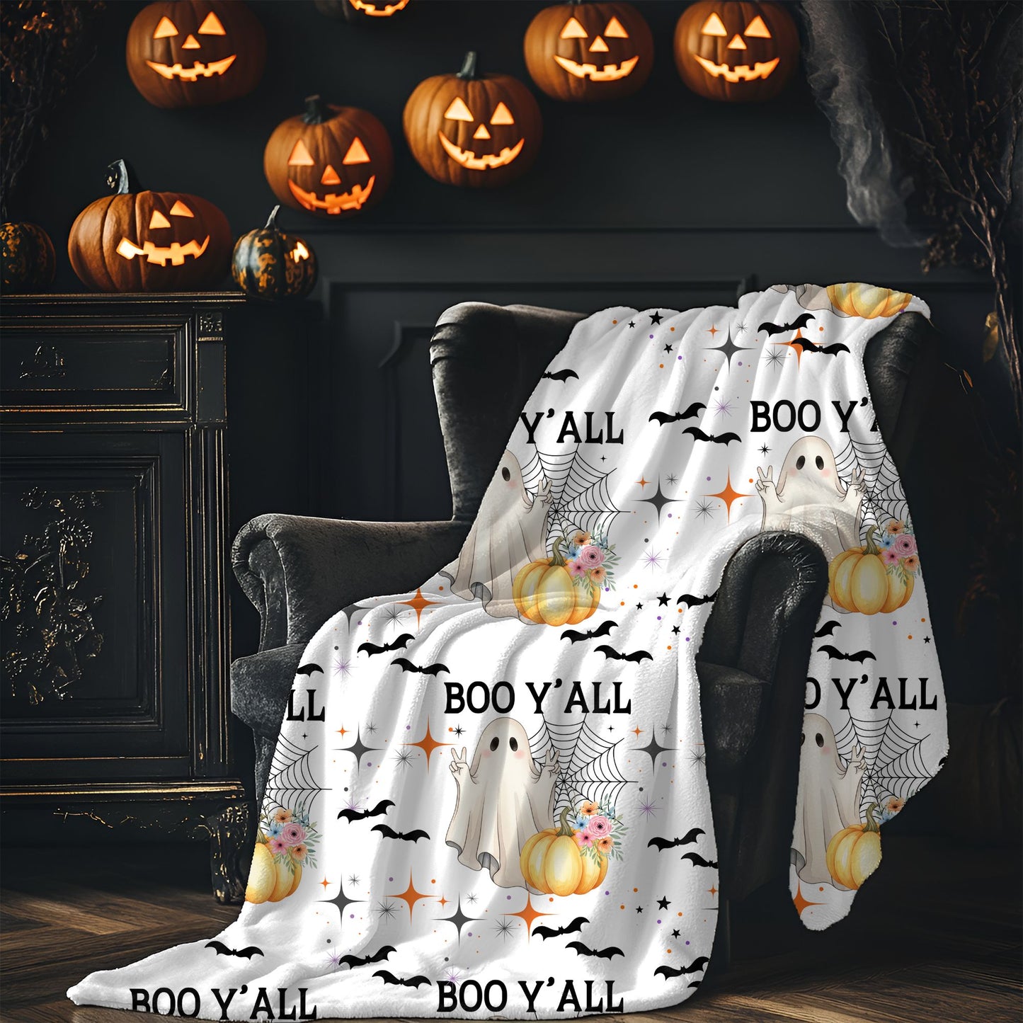 Halloween Boo Y'all Velveteen Plush Blanket, Cozy Throw for Fall Decor, Spooky Season Gift, Soft Fleece Blanket for Kids, Perfect for [...]