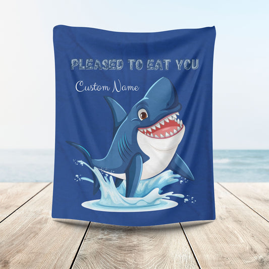 Humorous cartoon shark with threatening text Velveteen Plush Blanket