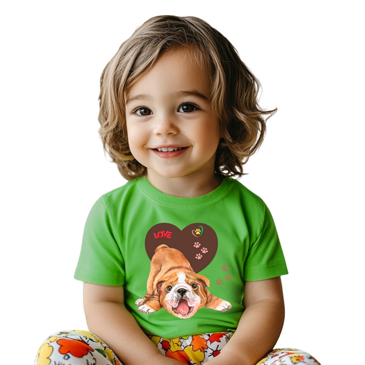 Bulldog Love Toddler Tee - Cute Dog Shirt, Baby Gift, Pet Lover Apparel, Kids Summer Style, Adorable Animal Tee