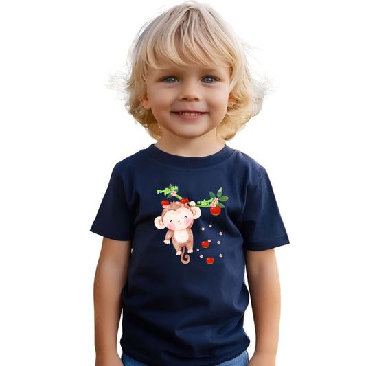 Cute Monkey Strawberry Toddler Tee, Adorable Kids Shirt, Baby Gift, Summer Outfit, Birthday Gift, Playtime Apparel