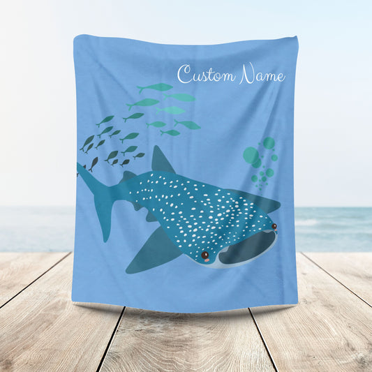 Whale Shark school of fish and buddles Velveteen Plush Blanket