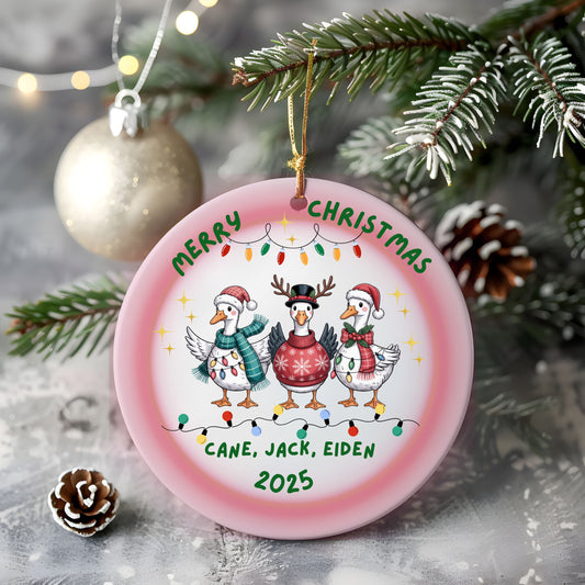 Ceramic Christmas Ornament, Personalized Holiday Decor, Festive Ornament Set, Unique Gift, Family Keepsake