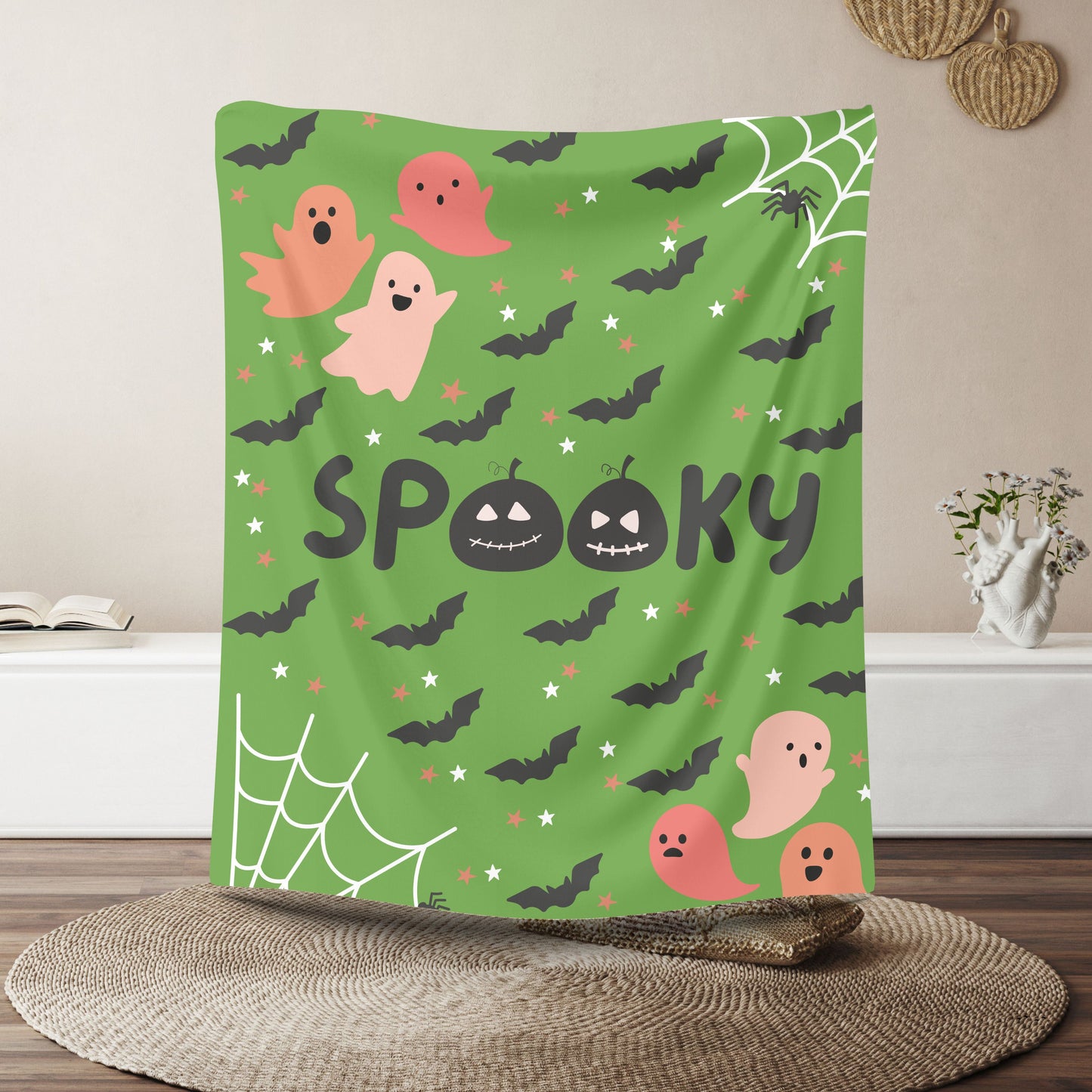 Spooky Ghosts Velveteen Plush Blanket | Cozy Halloween Throw | Soft Fall Decor | Kids Halloween Gift | Warm Plush Blanket