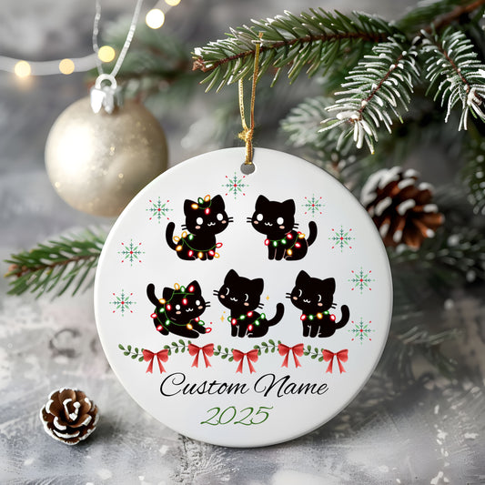 Custom Cat Christmas Ornament | Personalized Holiday Decor, Kitty Gift for Pet Lovers, Unique Keepsake, Tree Decoration, 2025
