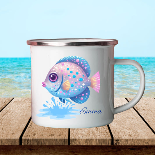 Personalized Fish Enamel Camping Mug - Perfect Gift for Fishing Enthusiasts