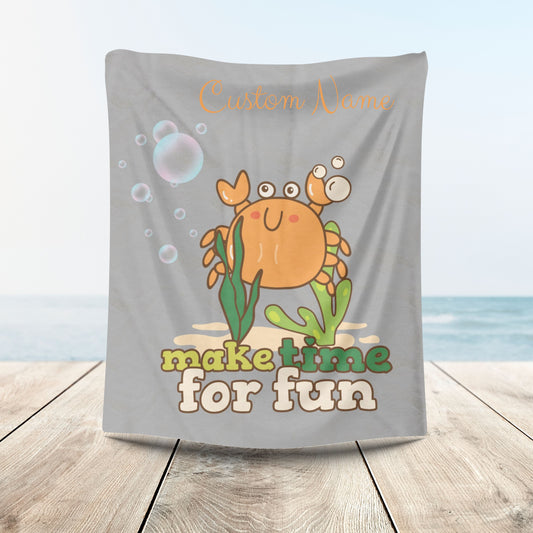 Cartoon crab lllusstration promoting joy and playfulness Velveteen Plush Blanket