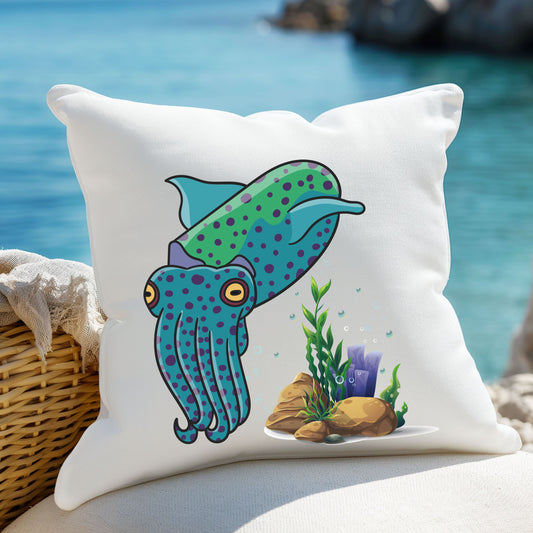 Cute with marine habitat coral and bubbles Spun Polyester Square Pillow
