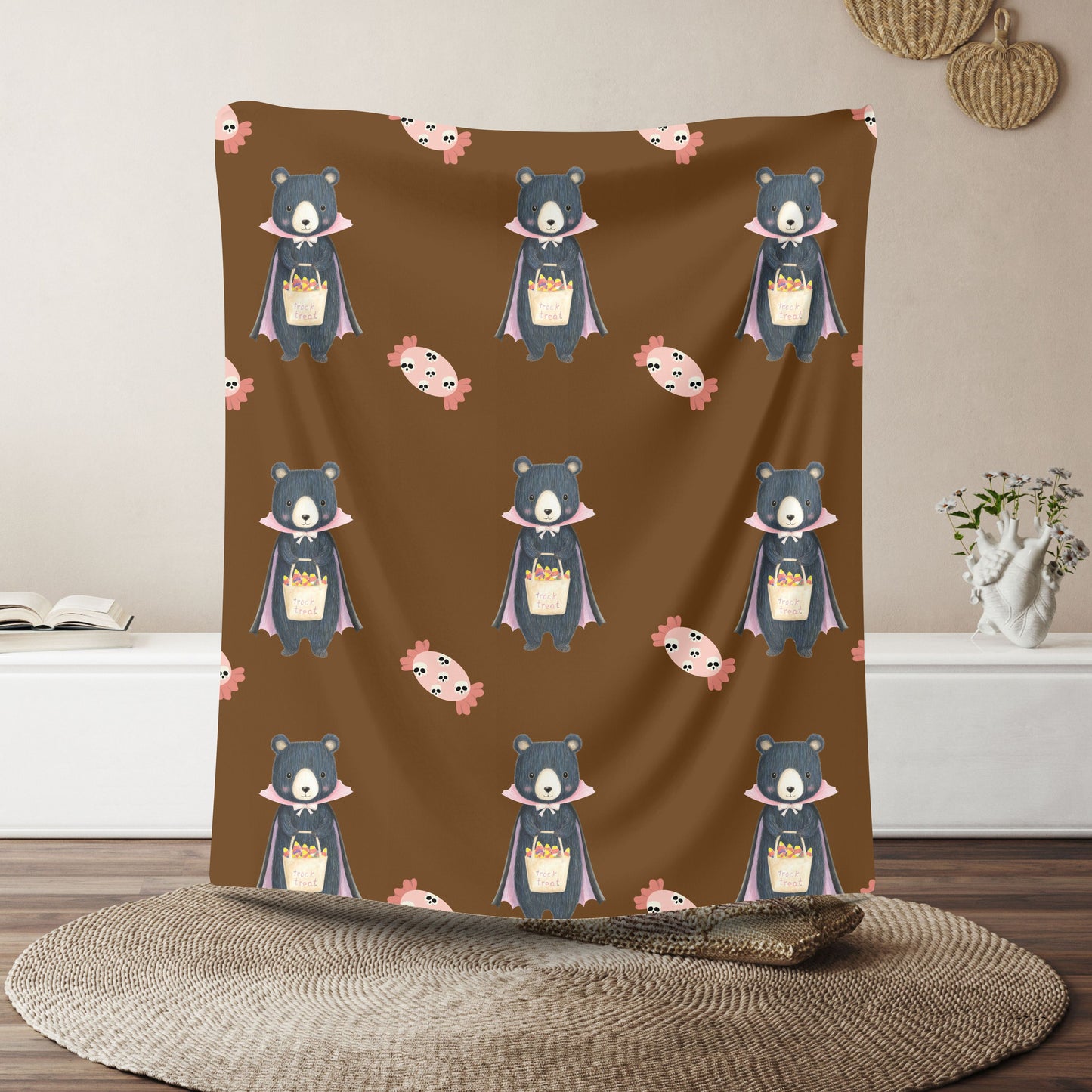 Cozy Velveteen Plush Blanket Featuring Whimsical Bear Design, Perfect for Kids' Rooms, Baby Showers, Gift for Animal Lovers, Nursery [...]