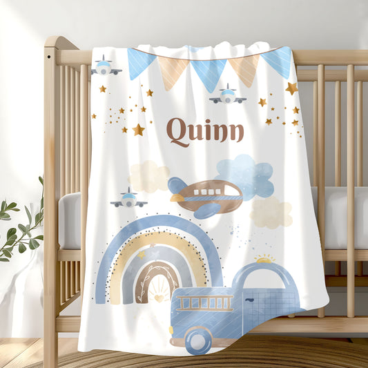 Personalized Velveteen Plush Blanket for Kids, Cozy Baby Blanket, Soft Nursery Throw, Custom Name Gift, Ideal for Baby Showers
