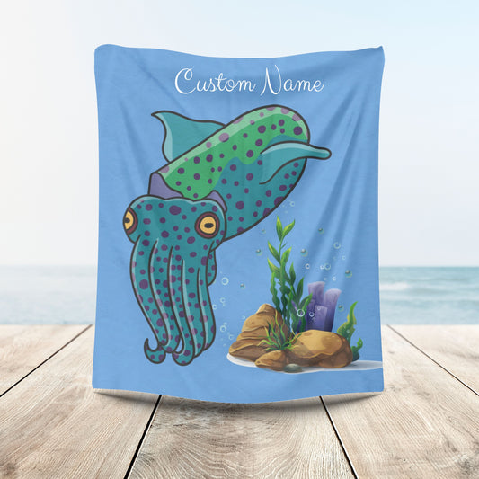 Cute with marine habitat coral and bubbles Velveteen Plush Blanket