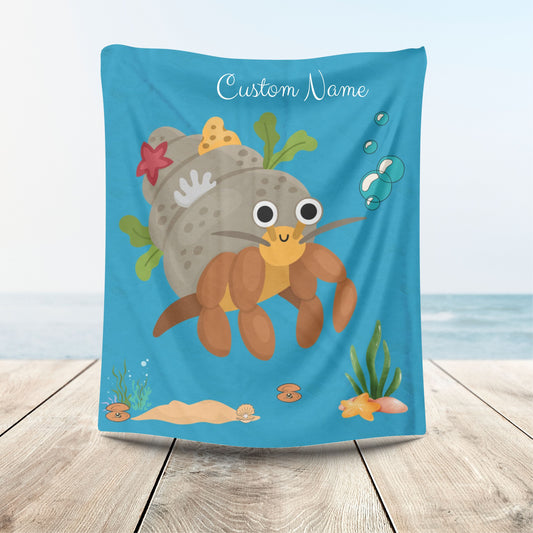 Hermit crab with shell underwater Velveteen Plush Blanket