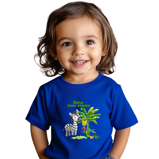 Cute Zebra Loves Bananas Toddler Tee, Kids Animal Birthday Gift, Playful Summer Wear, Fun Graphic T-Shirt, Adorable Toddler Apparel
