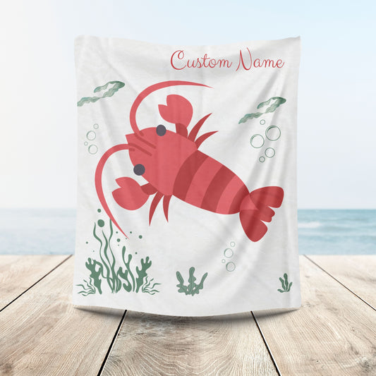 Red crayfish in an aquatic environment Velveteen Plush Blanket