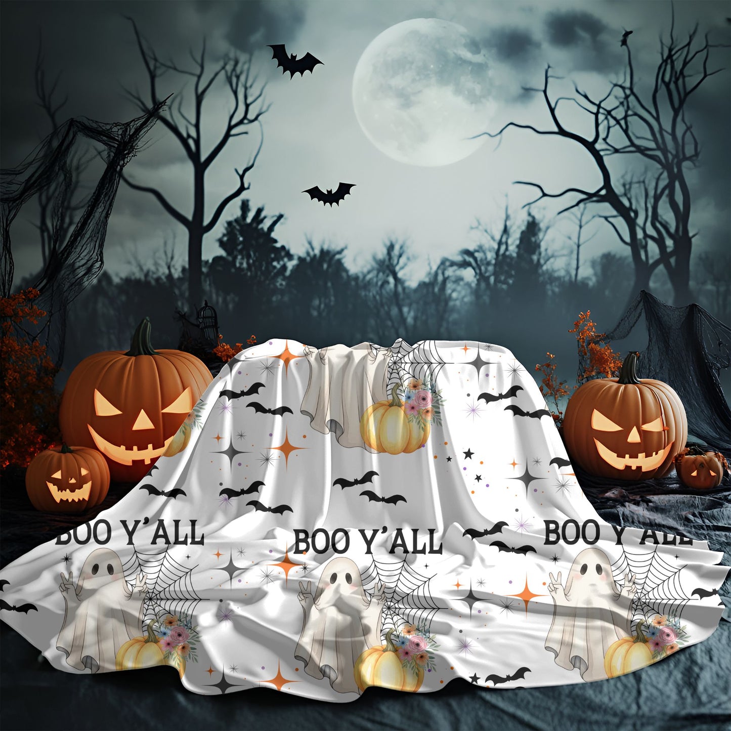 Halloween Boo Y'all Velveteen Plush Blanket, Cozy Throw for Fall Decor, Spooky Season Gift, Soft Fleece Blanket for Kids, Perfect for [...]