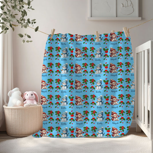 Cozy Velveteen Plush Blanket with Personalized Designs for Kids, Winter Decor, Family Gift, Pet Blanket, Holiday Snuggle