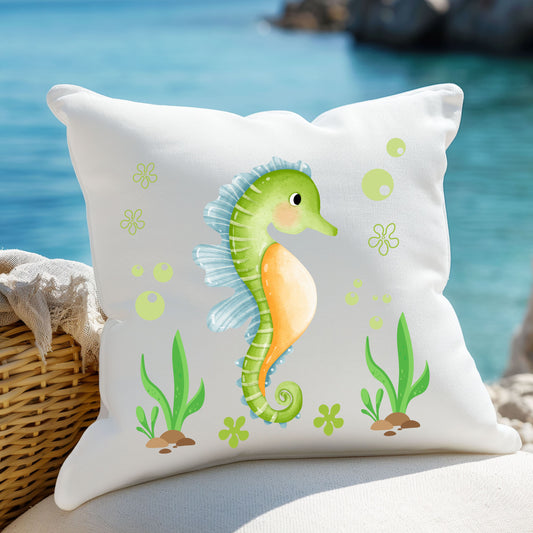 Seahorse with a focus on the natural world Spun Polyester Square Pillow