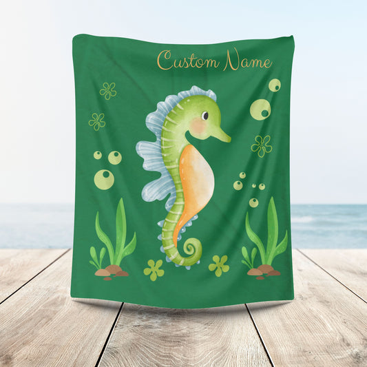 Seahorse with a focus on the natural world Velveteen Plush Blanket