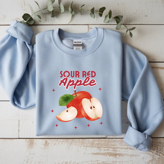 Sour Red Apple Sweatshirt, Cozy Crewneck, Unisex Apparel, Cute Fruit Design, Perfect Gift for Apple Lovers, Autumn Fashion