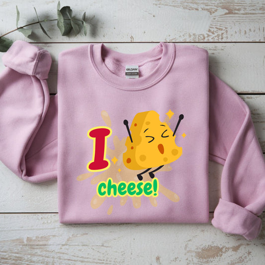 Cheesy Crewneck Sweatshirt, Funny Sweatshirt, Unisex Pullover, Comfort Clothing, Gift for Cheese Lovers, Halloween Apparel, Cozy Layer