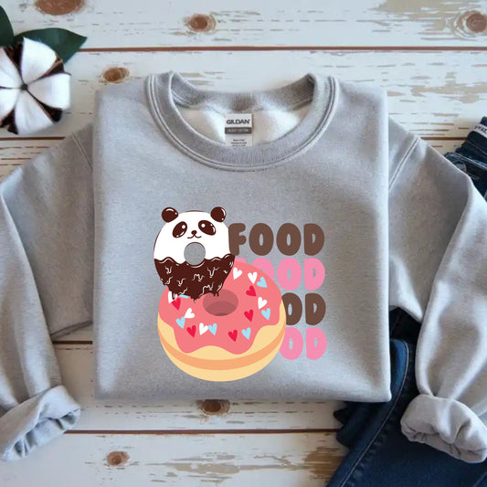 Panda Foodie Crewneck Sweatshirt - Cozy Unisex Apparel for Food Lovers, Perfect Gift for Birthdays, Foodie Holidays, Casual Wear