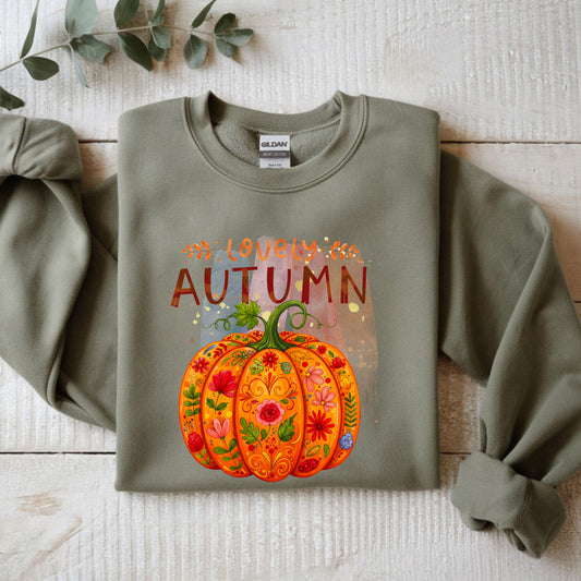Cozy Autumn Sweatshirt, Fall Apparel, Pumpkin Crewneck, Unisex Sweater, Perfect for Thanksgiving, Seasonal Clothing
