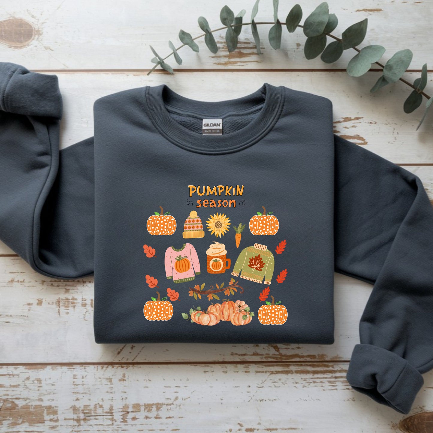 Autumn Vibes Crewneck Sweatshirt, Pumpkin Season Apparel, Cozy Fall Sweater, Unisex Sweatshirt for Thanksgiving, Pumpkin Lover Gift