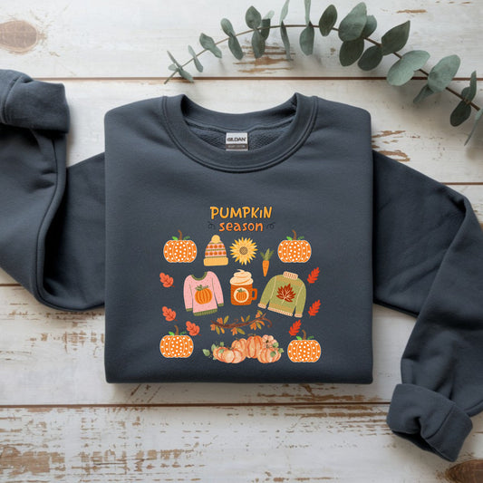 Autumn Vibes Crewneck Sweatshirt, Pumpkin Season Apparel, Cozy Fall Sweater, Unisex Sweatshirt for Thanksgiving, Pumpkin Lover Gift