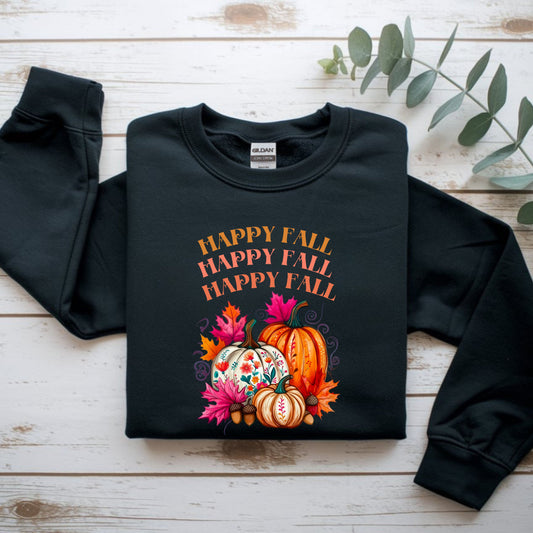 Fall Vibes Crewneck Sweatshirt, Cozy Autumn Apparel, Seasonal Gift for Thanksgiving, Pumpkin Sweater, Unisex Fall Fashion