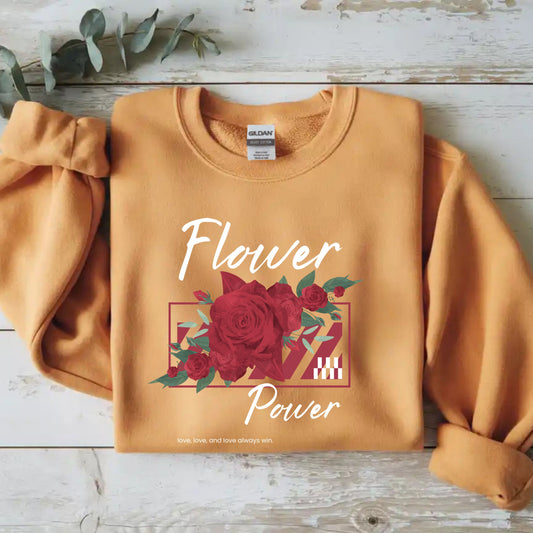 Flower Power Sweatshirt - Cozy Unisex Crewneck for Nature Lovers, Gifts for Her, Fall Fashion, Casual Wear, Floral Sweatshirts