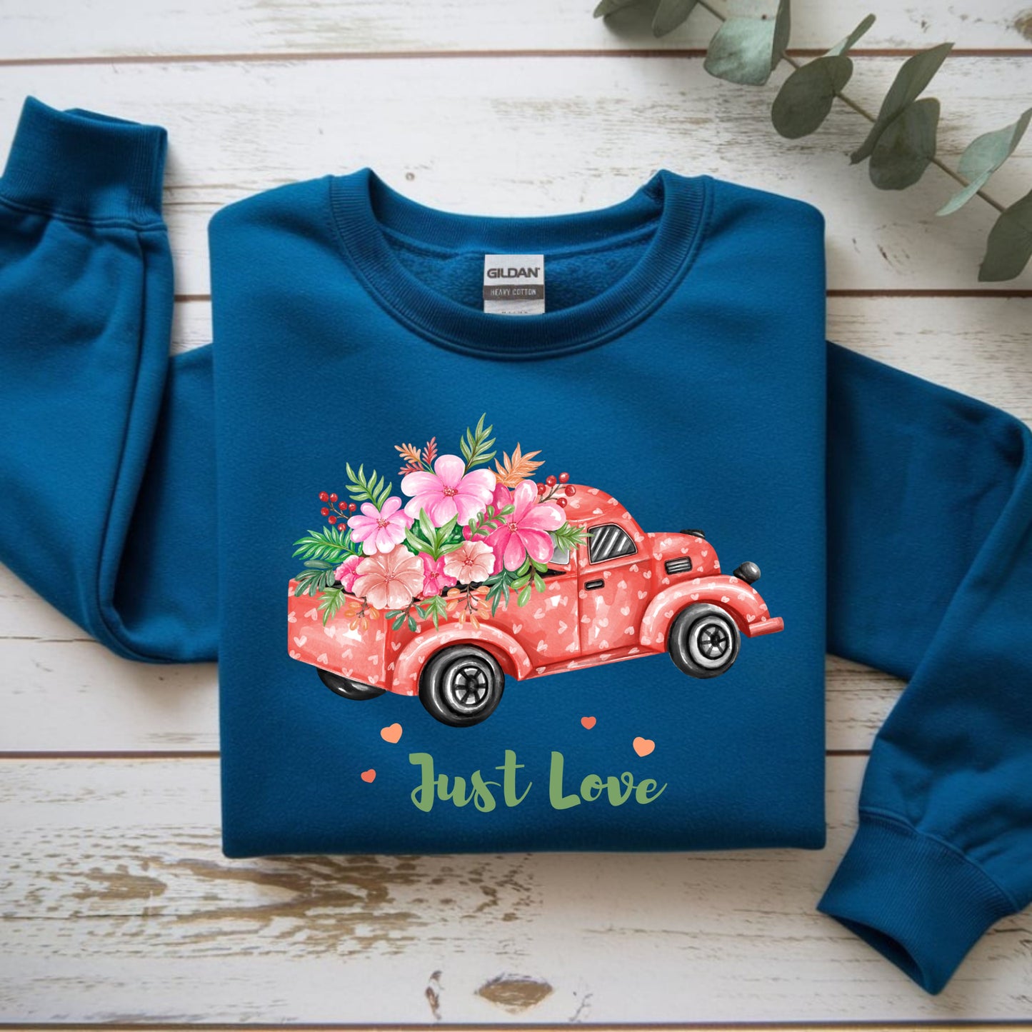 Flower Truck Crewneck Sweatshirt, Cozy Unisex Sweater for Valentine's Day, Comfortable Gift for Him/Her, Casual Love Apparel, Floral [...]