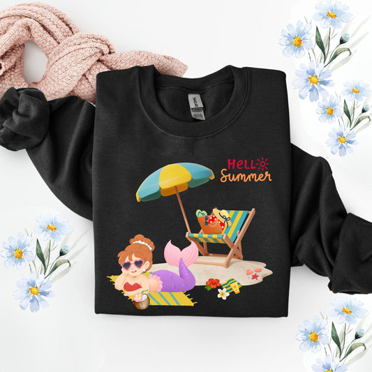 Mermaid lounging on a beach towel Unisex Garment-Dyed Sweatshirt