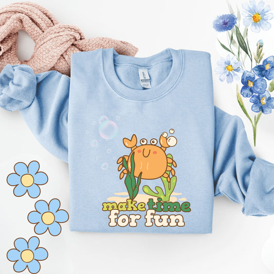 Cartoon crab lllusstration promoting joy and playfulness Unisex Garment-Dyed Sweatshirt