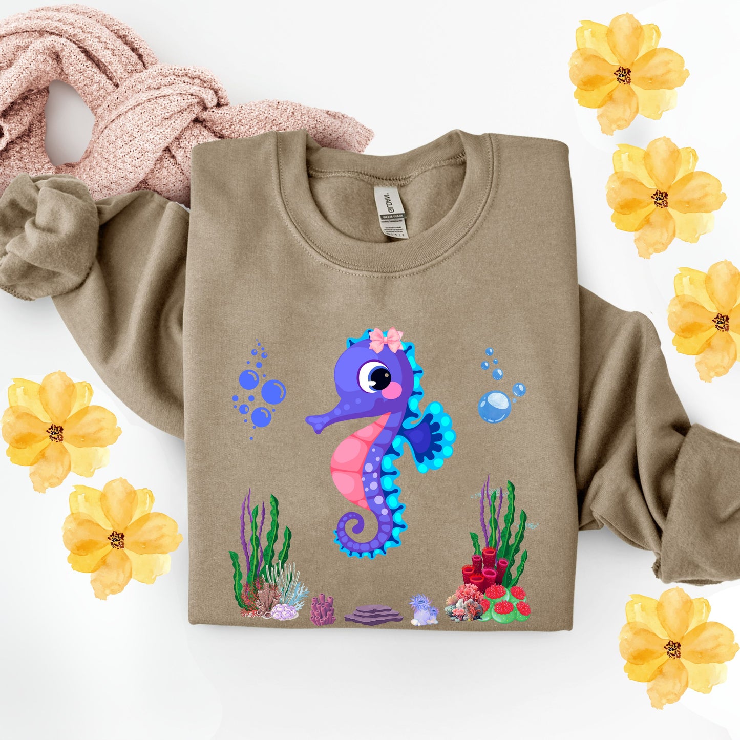 Seahores playful under the sea Unisex Garment-Dyed Sweatshirt