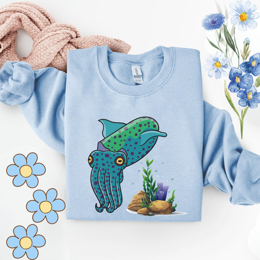 Cute with marine habitat coral and bubbles Unisex Garment-Dyed Sweatshirt