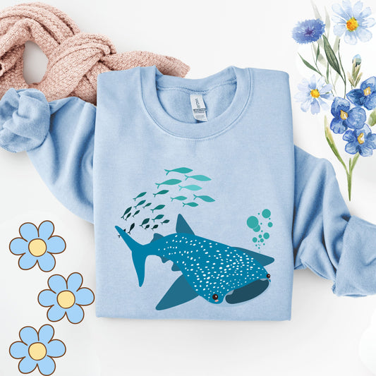 Whale Shark school of fish and buddles Unisex Garment-Dyed Sweatshirt