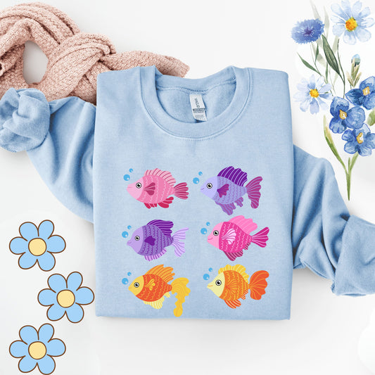 Six fish with cartoonish bubbles Unisex Garment-Dyed Sweatshirt
