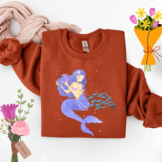 The mermaid and her school fish Unisex Garment-Dyed Sweatshirt