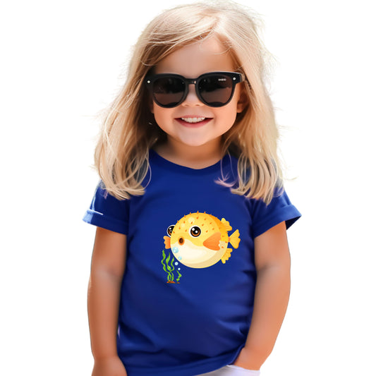Cute Pufferfish Toddler Tee, Fun Kids T-Shirt, Beach Day Outfit, Summer Fun Apparel, Marine Life Tee