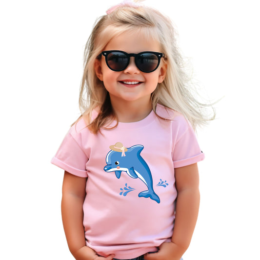 Adorable Dolphin Toddler Tee, Cute Kid's T-Shirt, Summer Outfit, Beach Day Apparel, Gift for Toddlers, Fun Children's Clothing