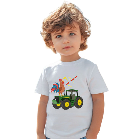 Rooster & Tractor Toddler Tee - Farm Animal Shirt, Cute Toddler Outfit, Birthday Gift, Kids Apparel, Farm Themed Clothing