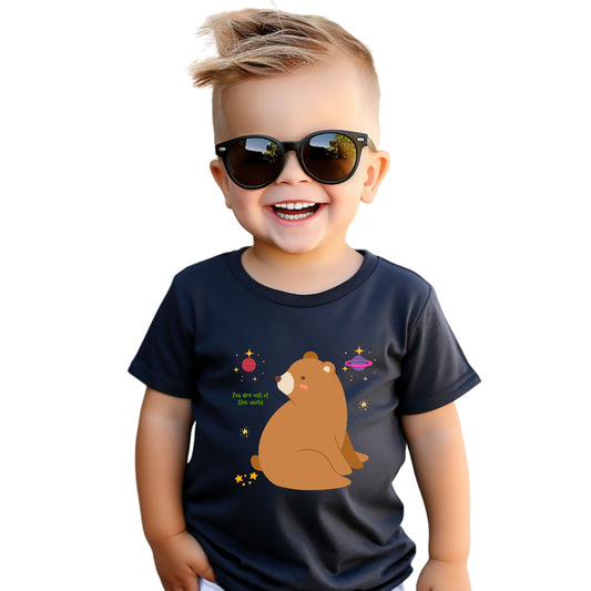 Cosmic Bear Toddler Tee, Cute Kids Shirt, Animal Graphic Tee, Playful Toddler Clothing, Gift for Birthdays, Space-Themed Apparel