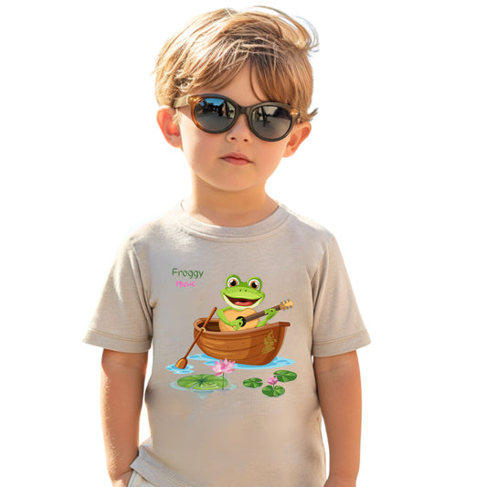 Musical Frog Toddler Tee, Cute Gift for Kids, Fun Summer Wear, Birthday Present, Playful Tee for Little Ones