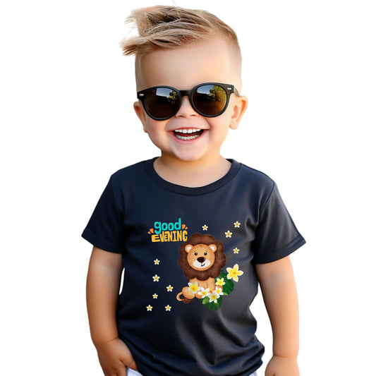 Toddler Lion Graphic Tee - Cute Short Sleeve T-Shirt for Kids, Fun Toddler Gift, Birthday, Playtime, Summer Wear, Cartoon Animal Shirt