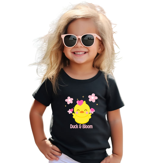 Cute Duck & Bloom Toddler Tee, Kid's Play Shirt, Toddler Summer Tee, Baby Shower Gift, Fun Spring Outfit