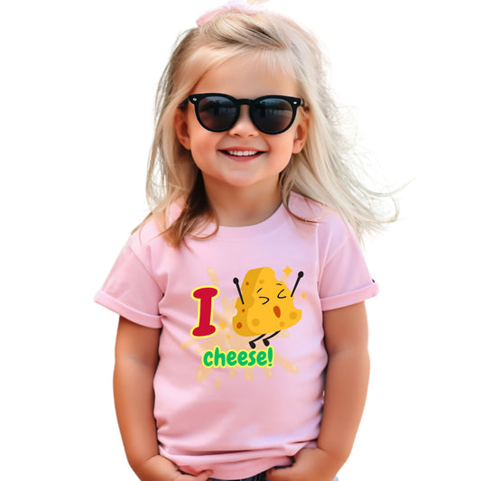 Kids I Love Cheese Tee, Toddler Cheese Shirt, Cute Kids T-Shirt, Fun Gift for Cheese Lovers, Playful Summer Top
