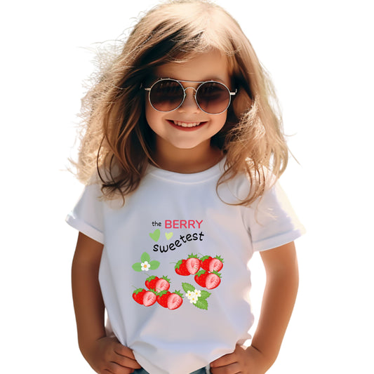 Toddler Berry Sweetest Tee, Cute Kids T-Shirt, Strawberry Design Shirt, Summer Apparel, Birthday Gift, Toddler Clothing